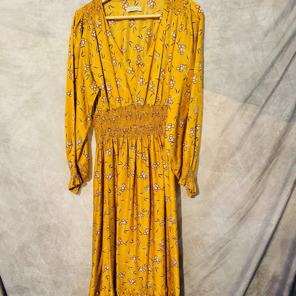 OuterKnown Stunning Flowing Maxi Floral Print Fall Dress - Size Medium